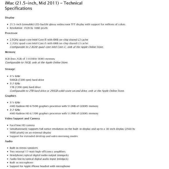 Apple iMAC 21.5 MID 2011 Model - Picture 5 of 6